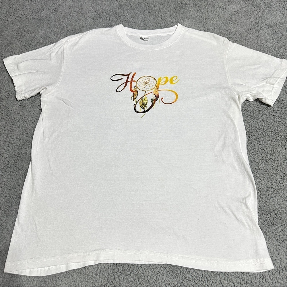 Vintage Hope Dreamcatcher Tee Unisex L White Graphic Shirt Boho Style T-Shirt